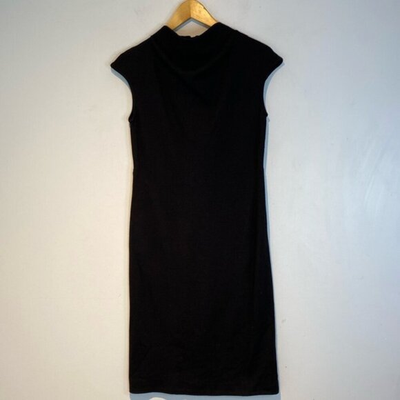 Lord & Taylor black high neck pencil dress cap sleeve exposed zipper size 0 - Picture 1 of 11